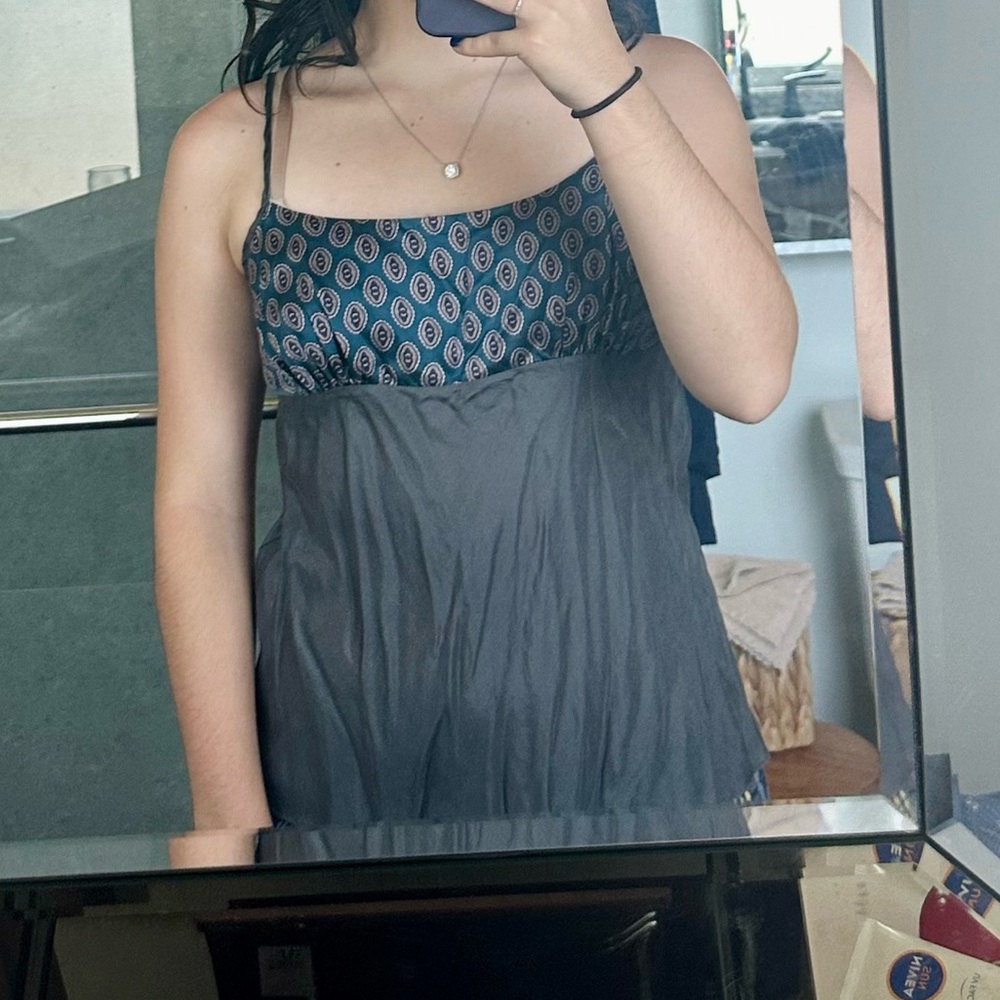 Hale Bob Silk Grey and Blue Tank